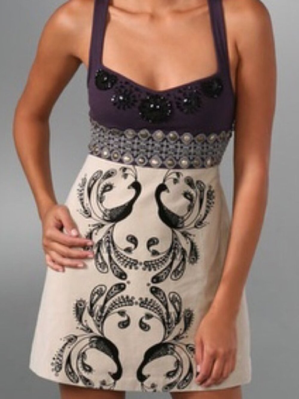 Free People Dreaming in Paradise Empire Waist Peacock Mini Dress